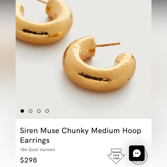 Monica Vinader Medium Siren Muse Chunky Hoop Earrings NWOT